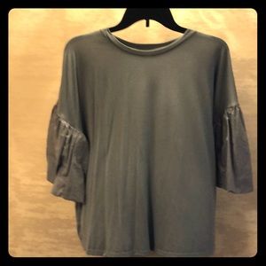 Charcoal blue puffy sleeve shirt